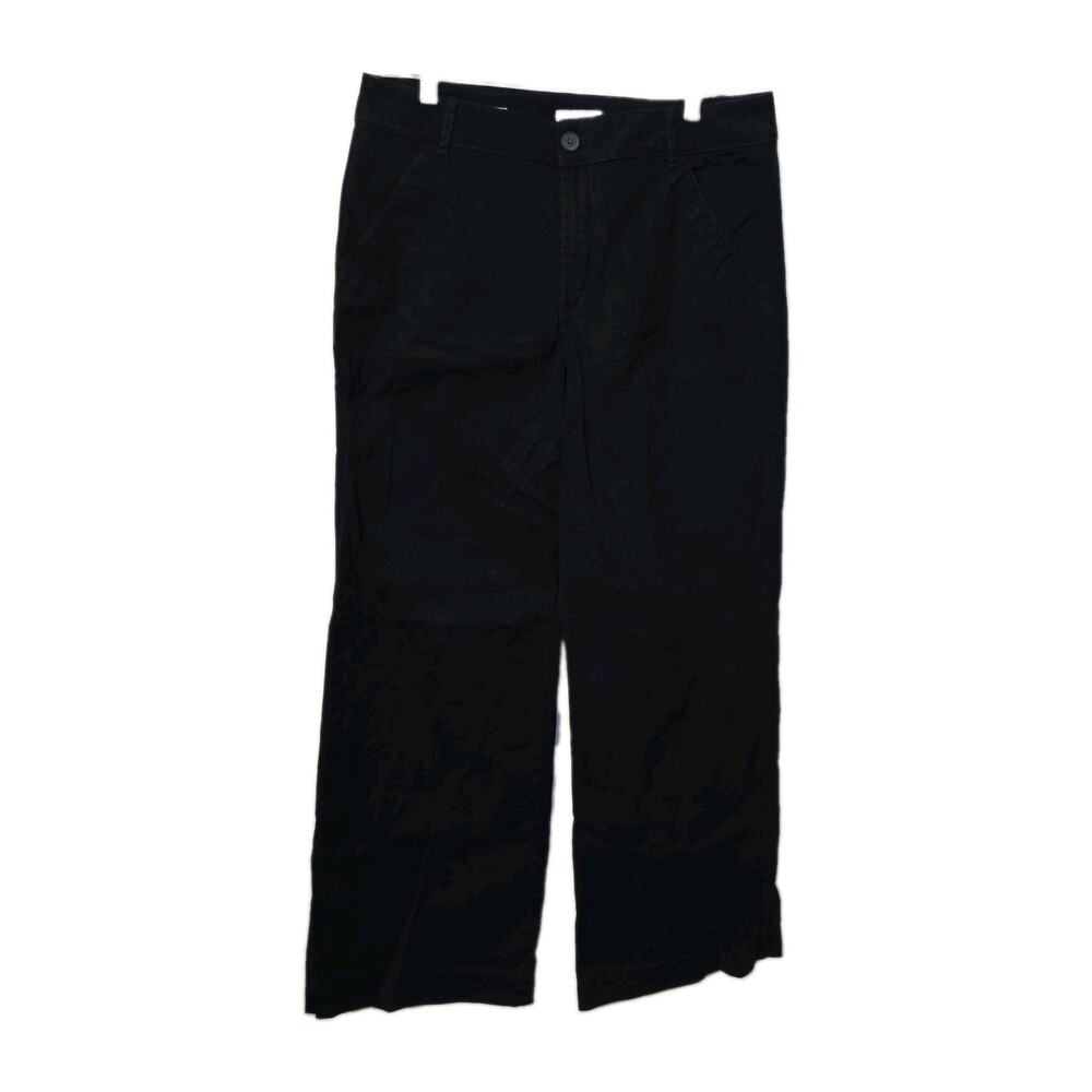 LOFT Wide Leg Jeans Womens 10 Black High Rise Stretch Canvas Chino Modern Pants